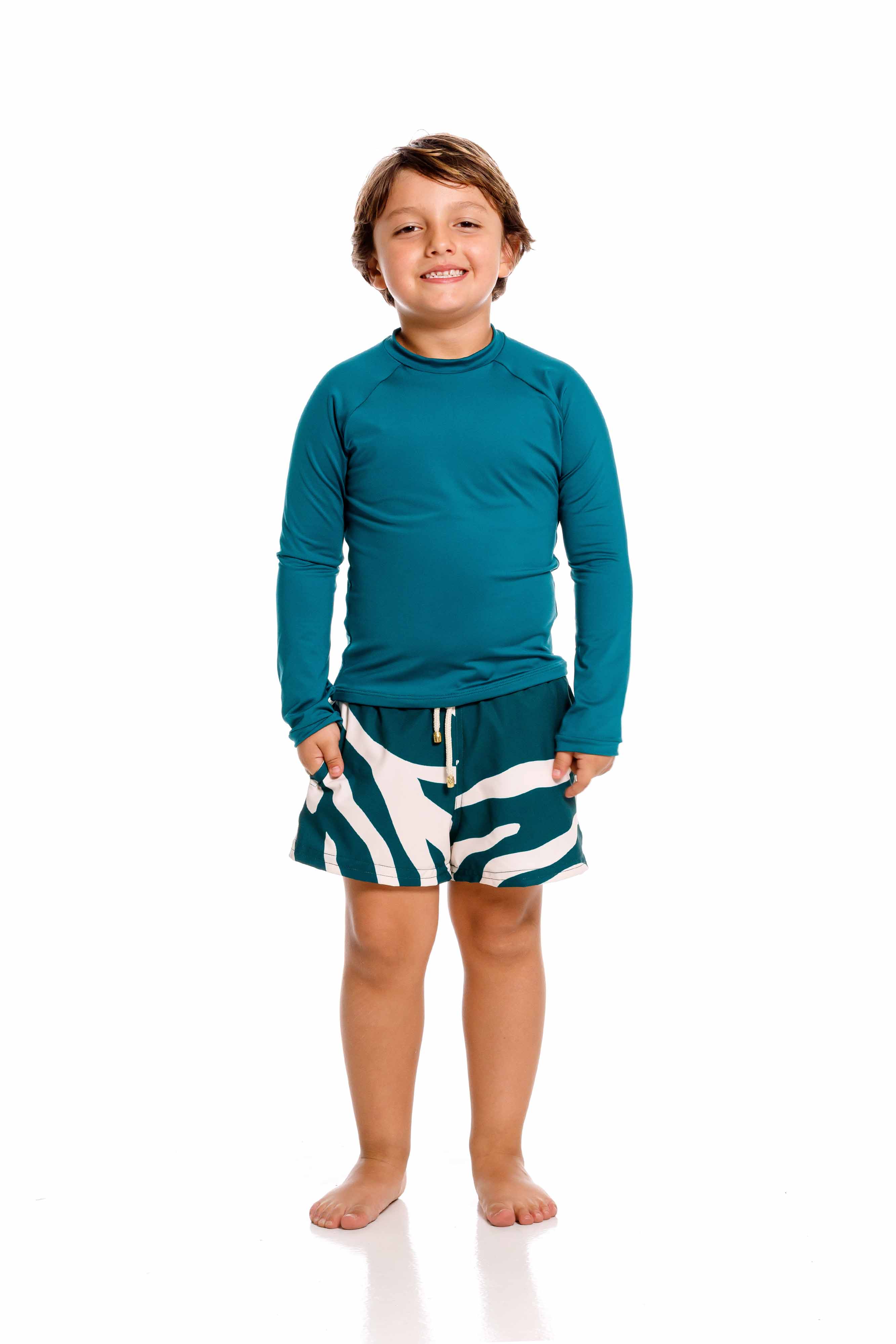 Camiseta Manga Larga Niño Verde Bahía
