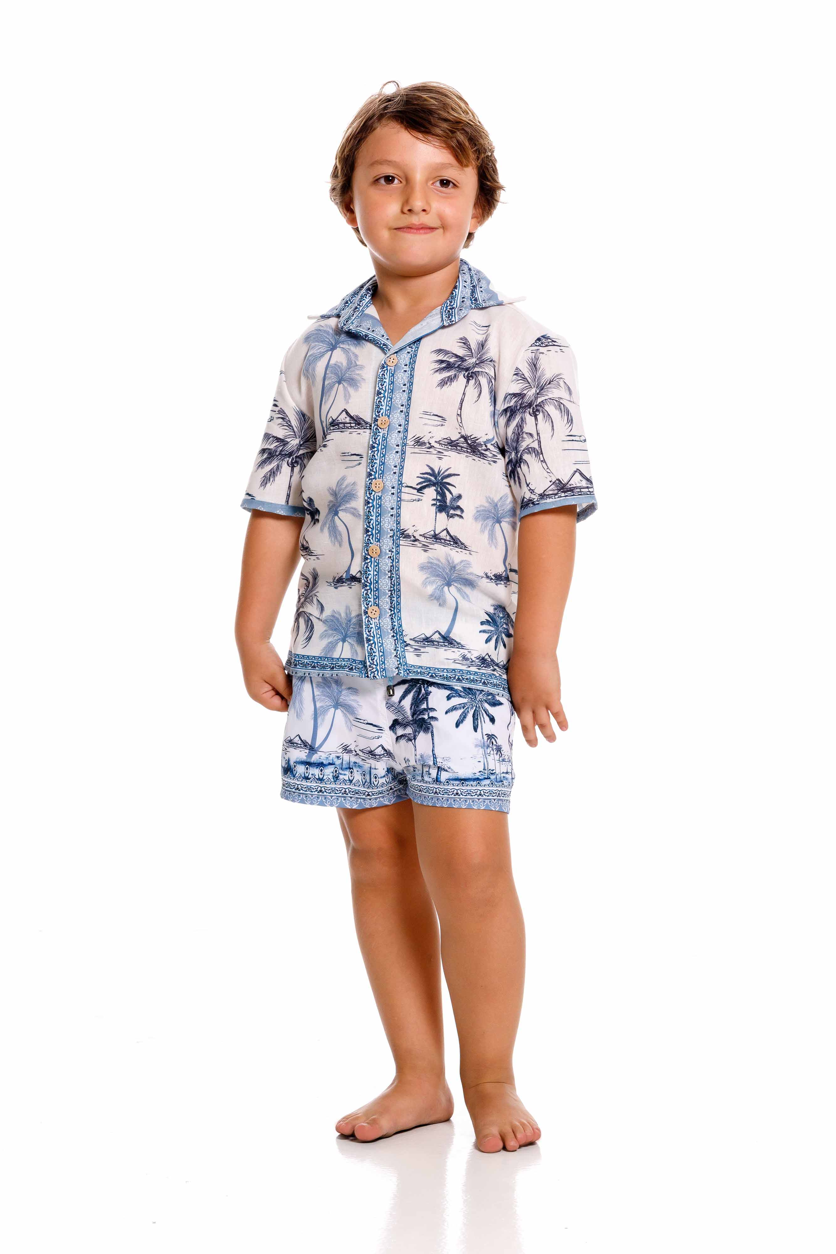 Camisa Niño Palmeras Azul