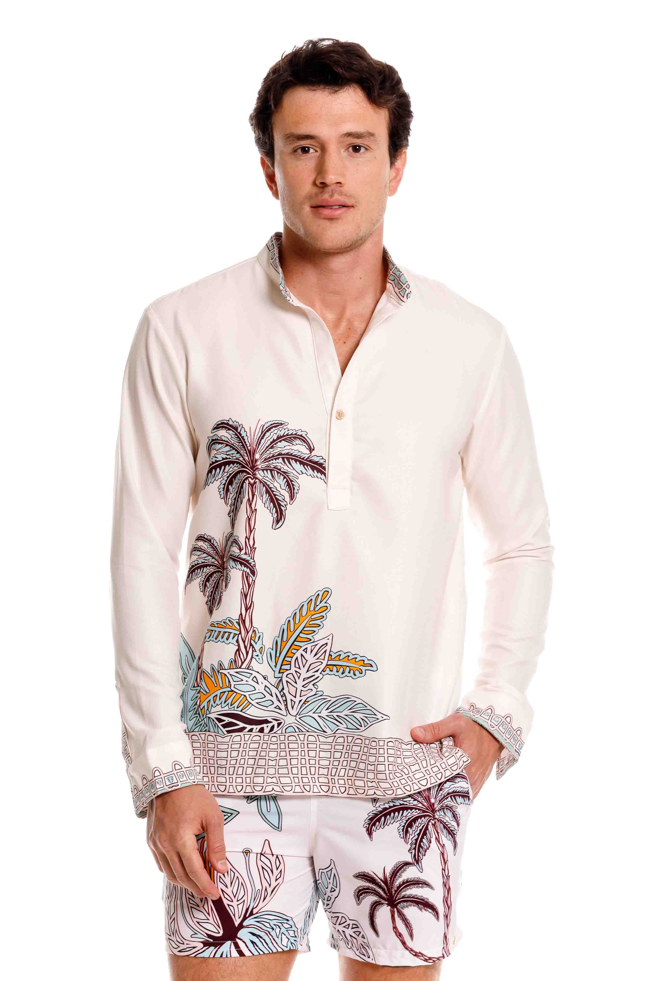 Camisa Nerú Hombre Maxipalms Beige