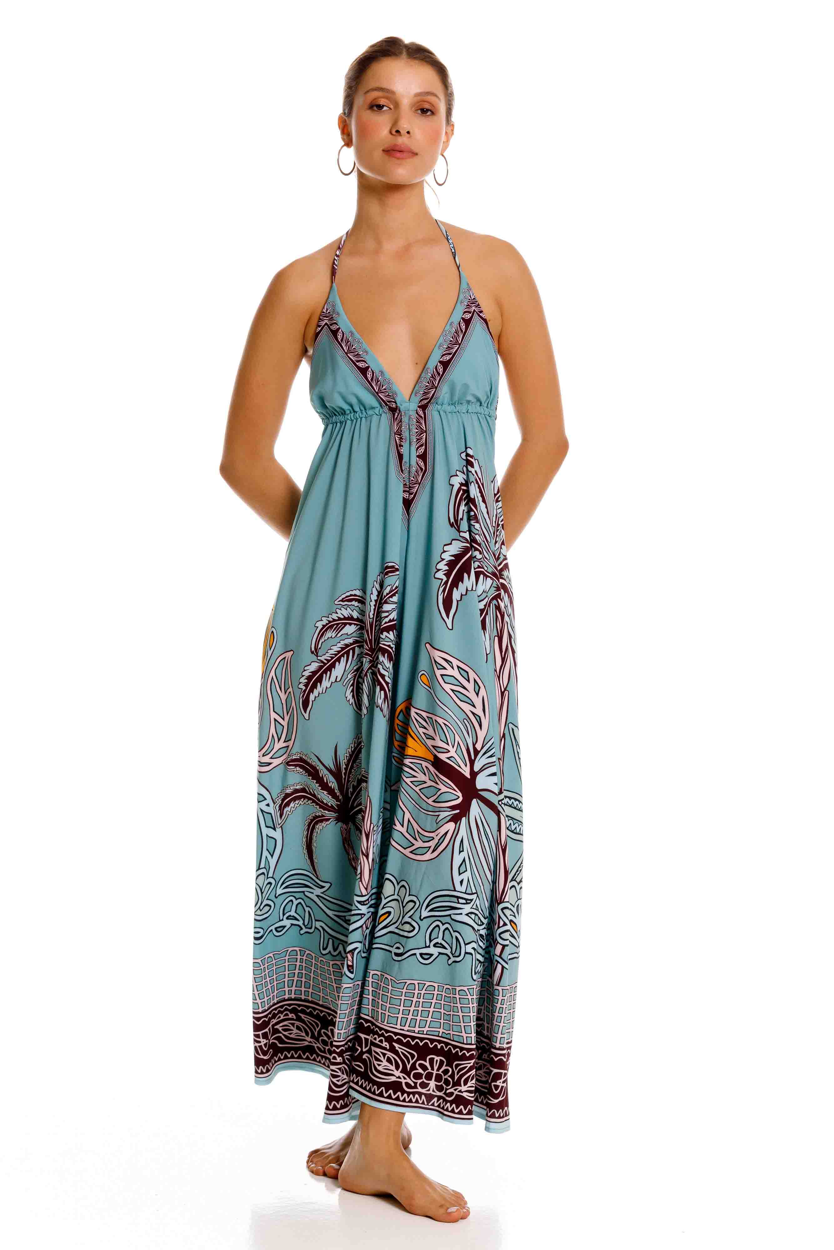 Vestido Largo Bohemia Maxipalms Verde