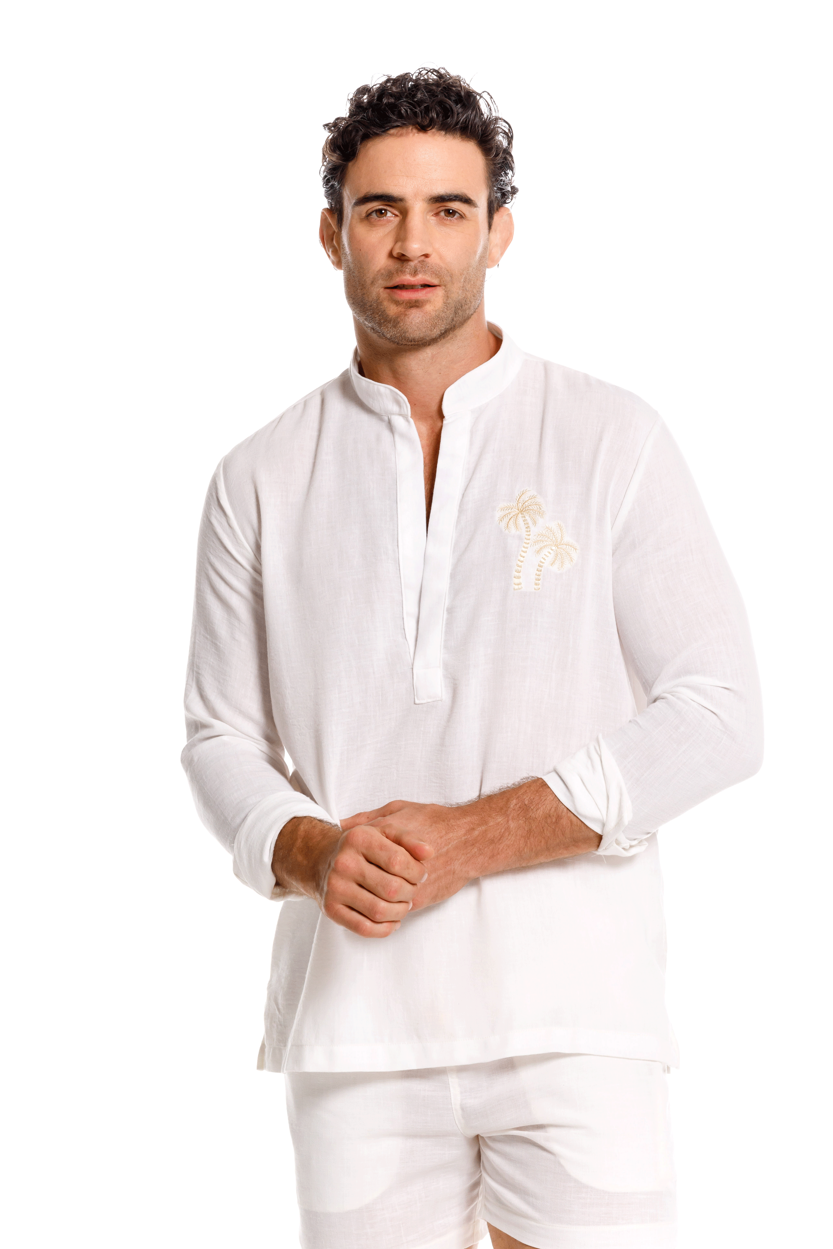 Camisa Nerú Hombre Palmera Bordada
