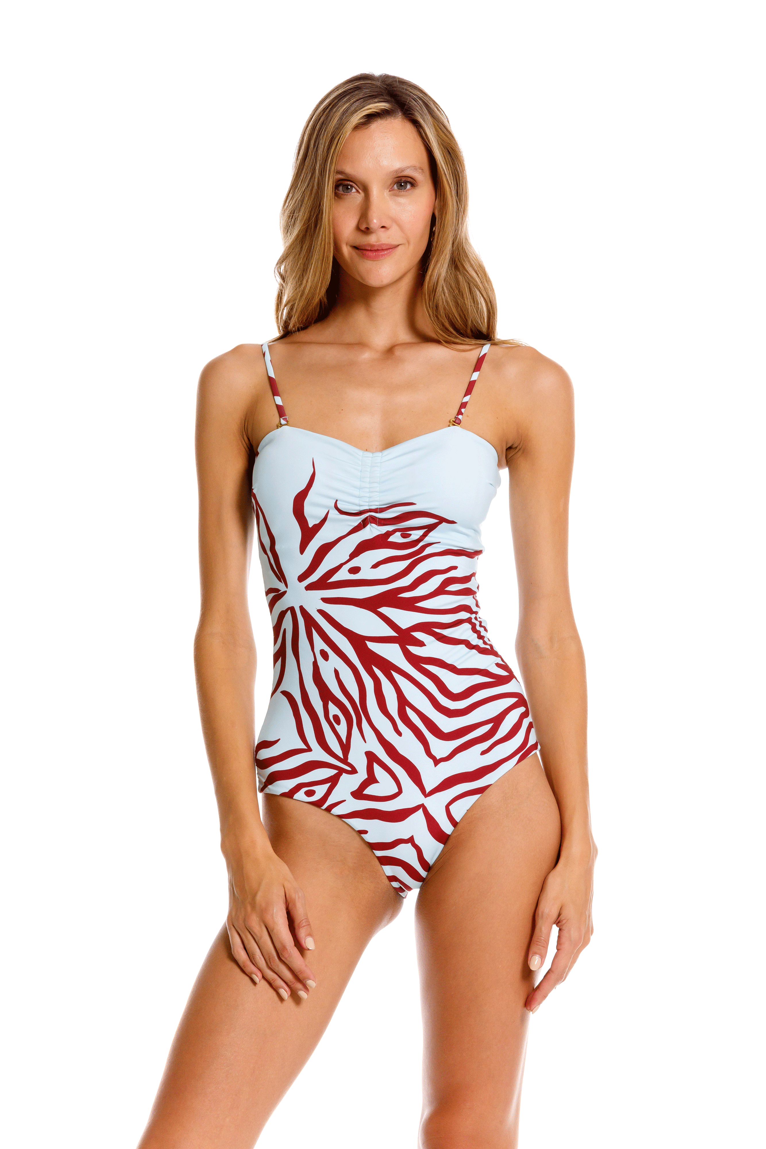 Entero Strapless Coral Menta