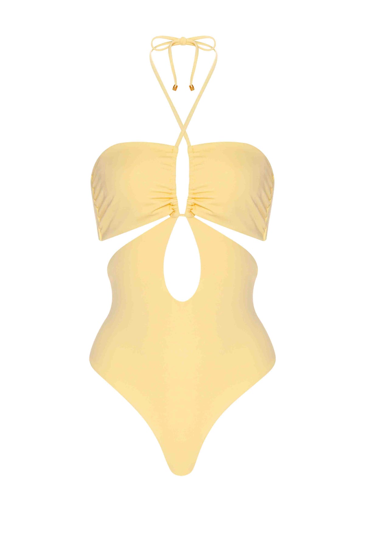 Entero Strapless U Solido Amarillo