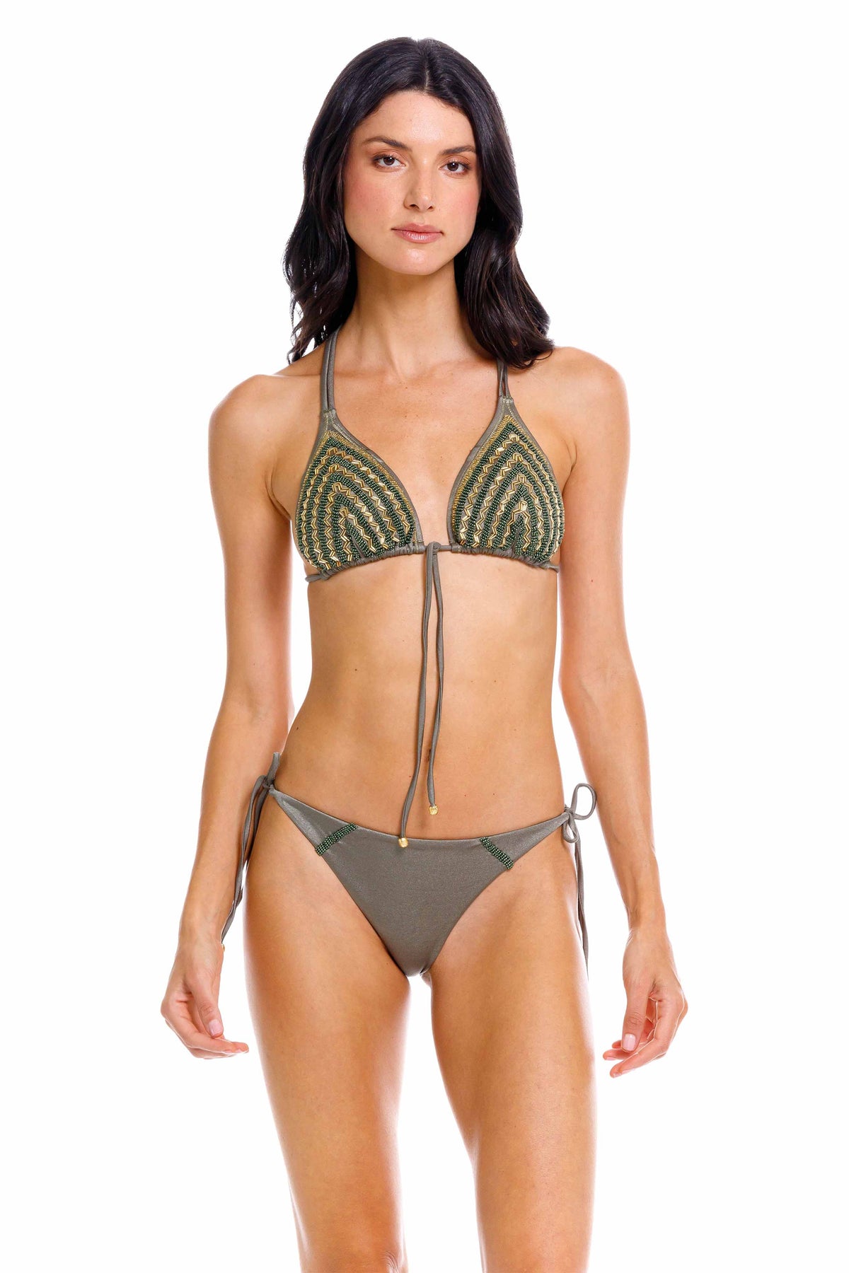 Panty con Tiras de Bikini Olive Green