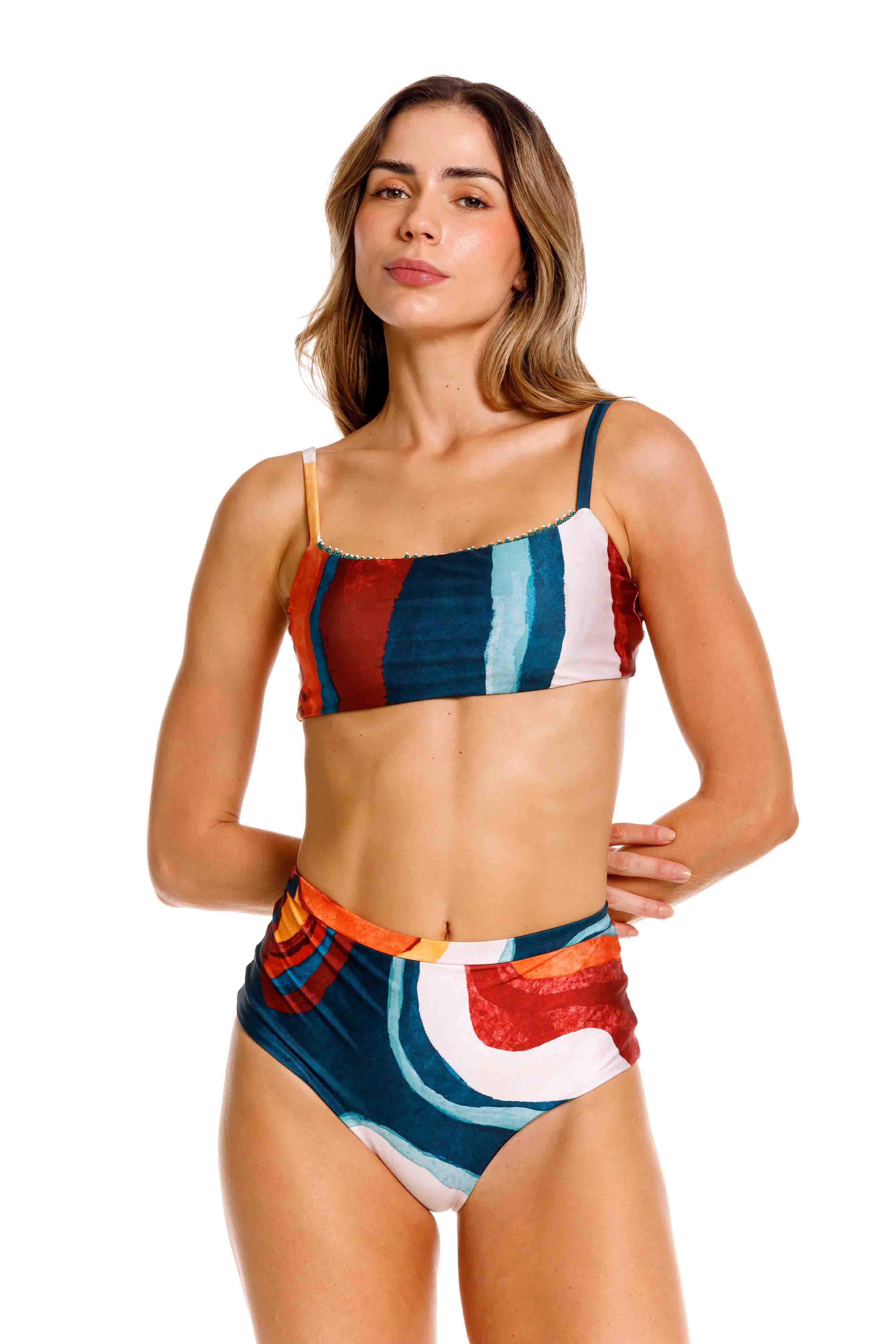 Top Cuadrado de Bikini Nebula Verde