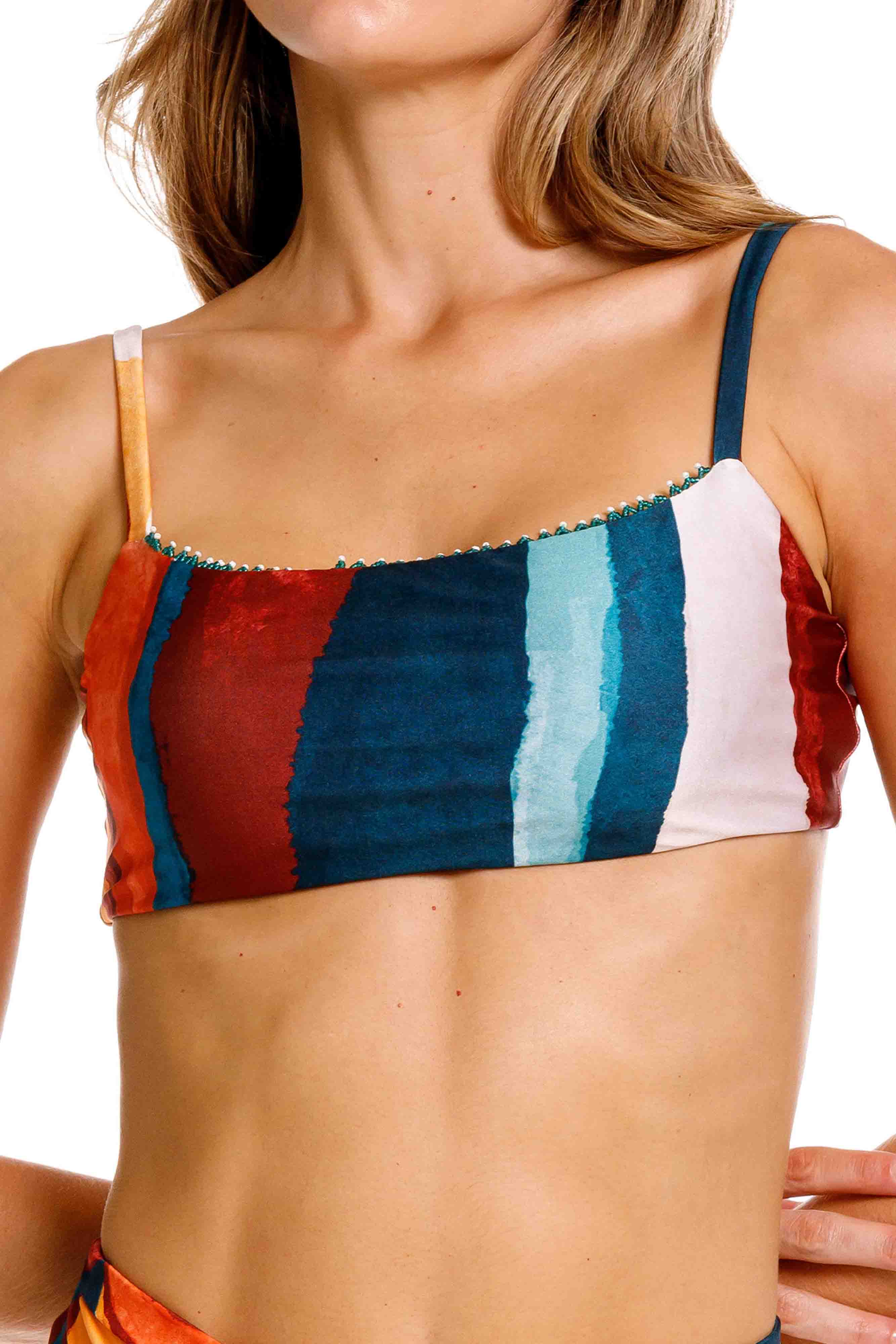 Top Cuadrado de Bikini Nebula Verde