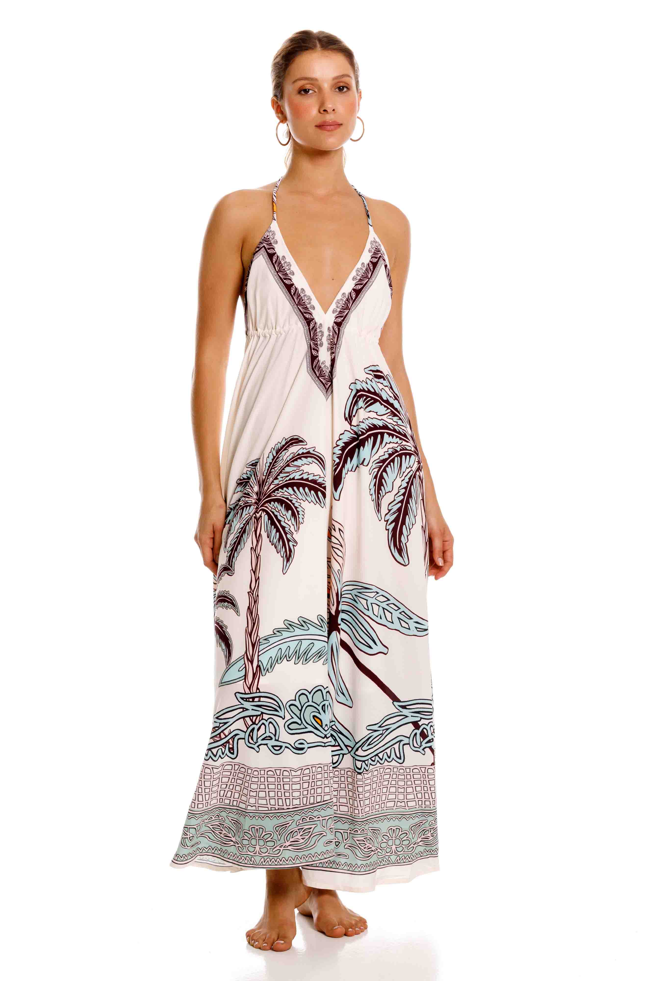 Vestido Largo Bohemia Maxipalms Beige