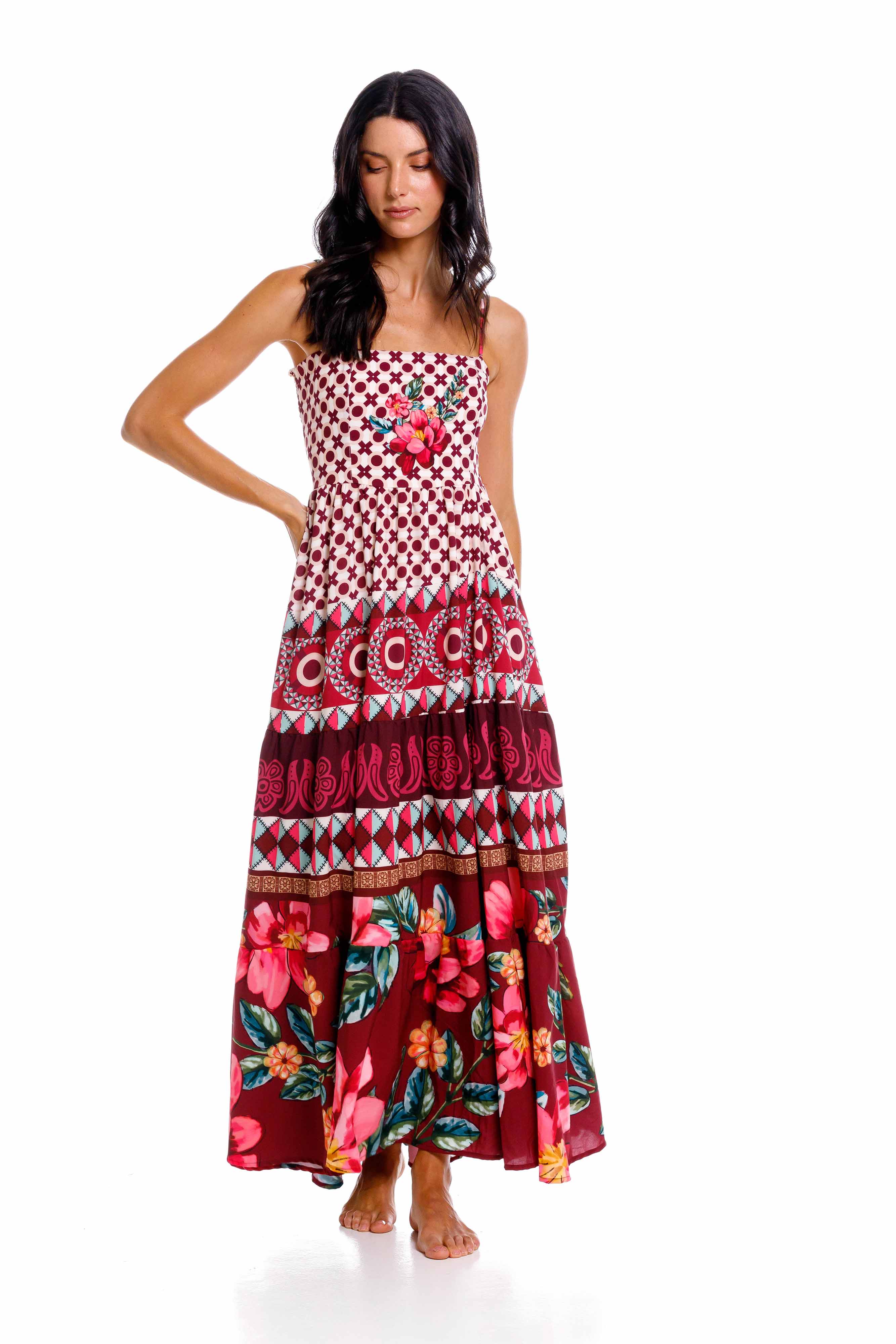 Vestido Largo Jardinero Kenia Patch