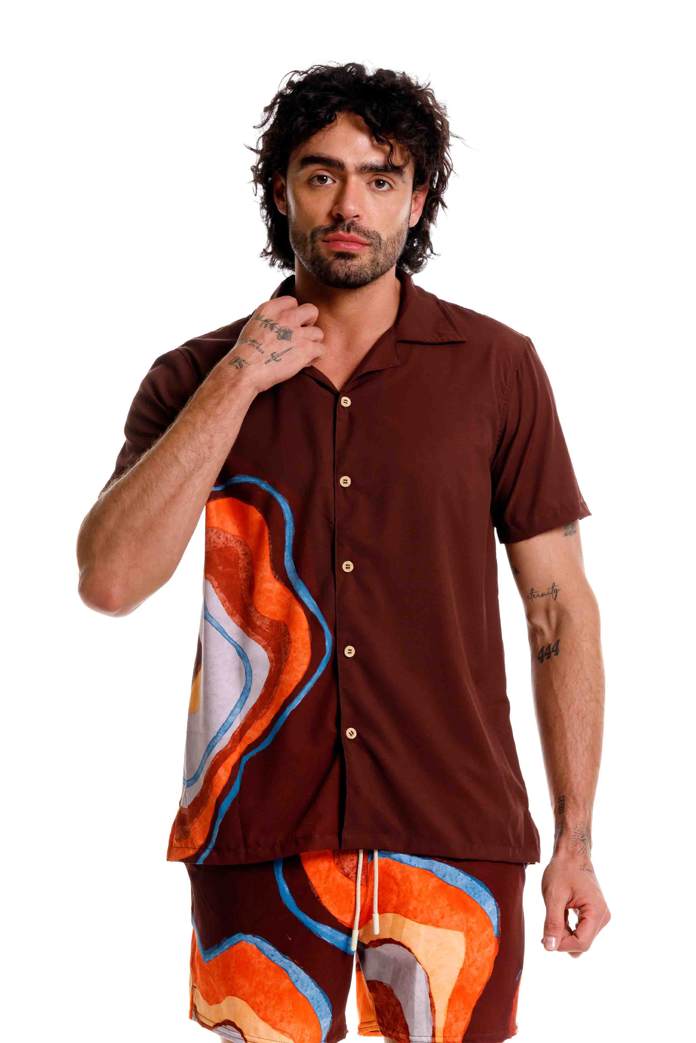 Camisa Playera Nebula Marrón