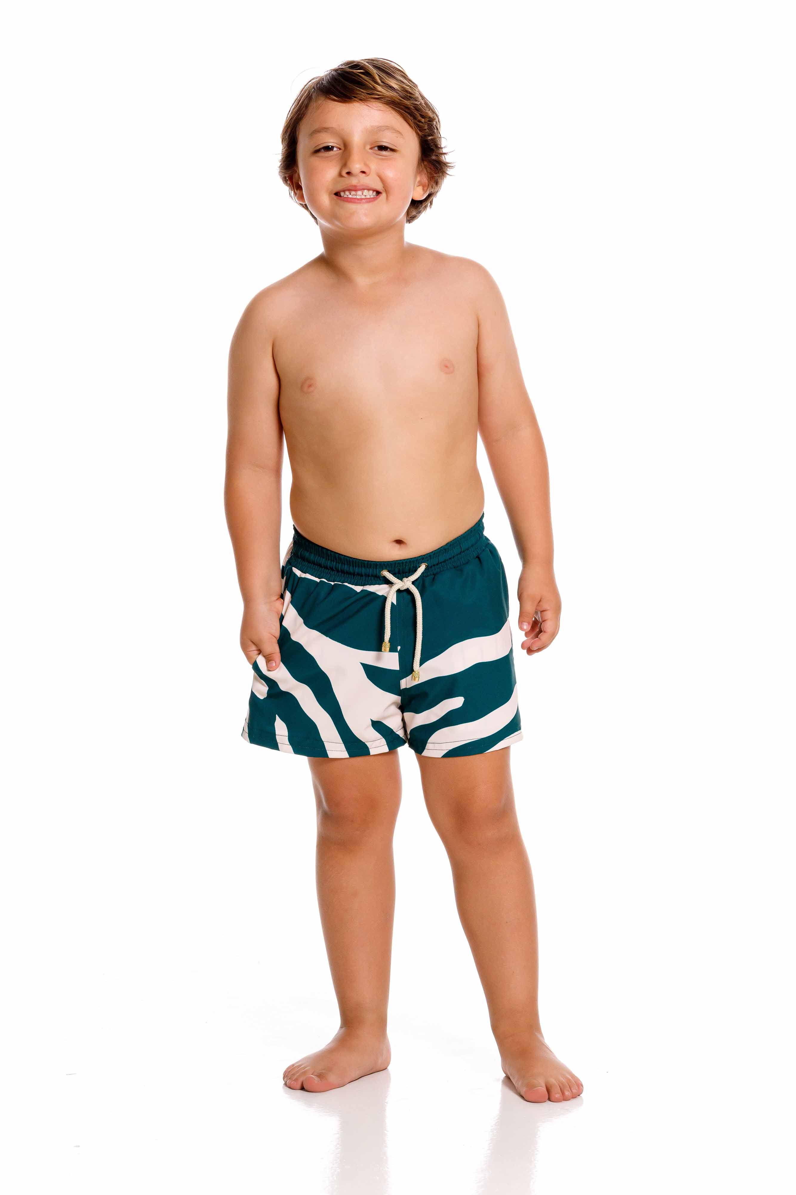 Pantaloneta de Baño Niño Coral Verde