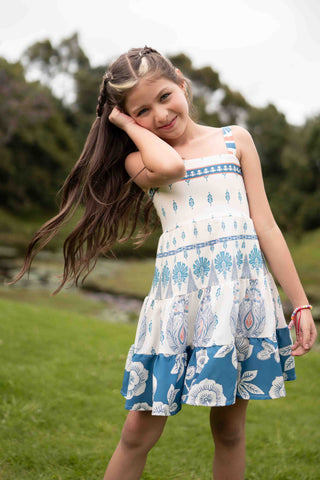 Vestido Jardinero Corto Niña Savira Azul