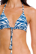 Top Triangulo De Bikini Coral Azul