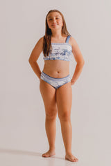 Top Lolita Niña De  Bikini Palmeras Azul