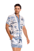Camisa Hombre Palmeras Azul