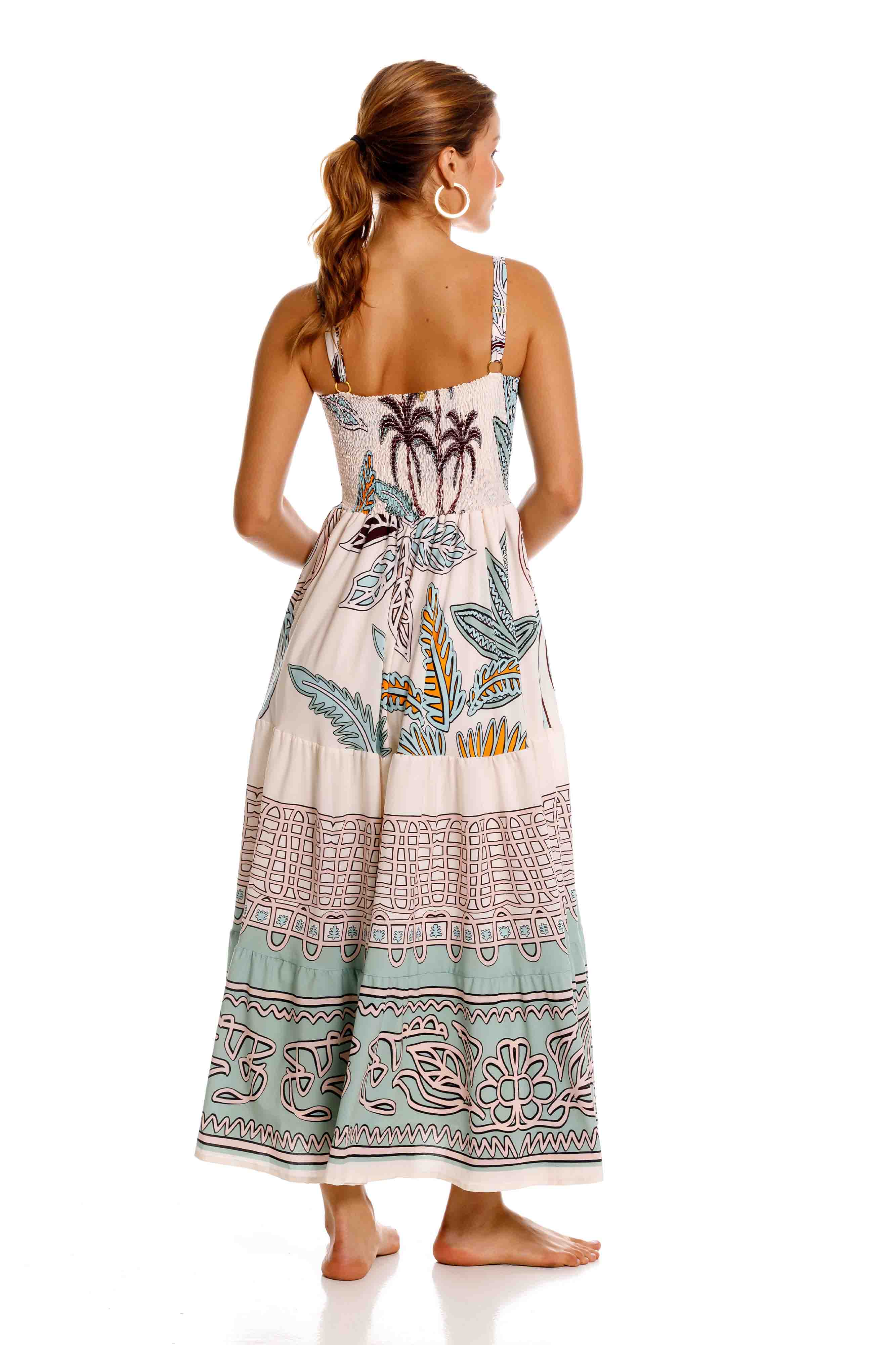 Vestido Largo Jardinero Maxipalms Beige