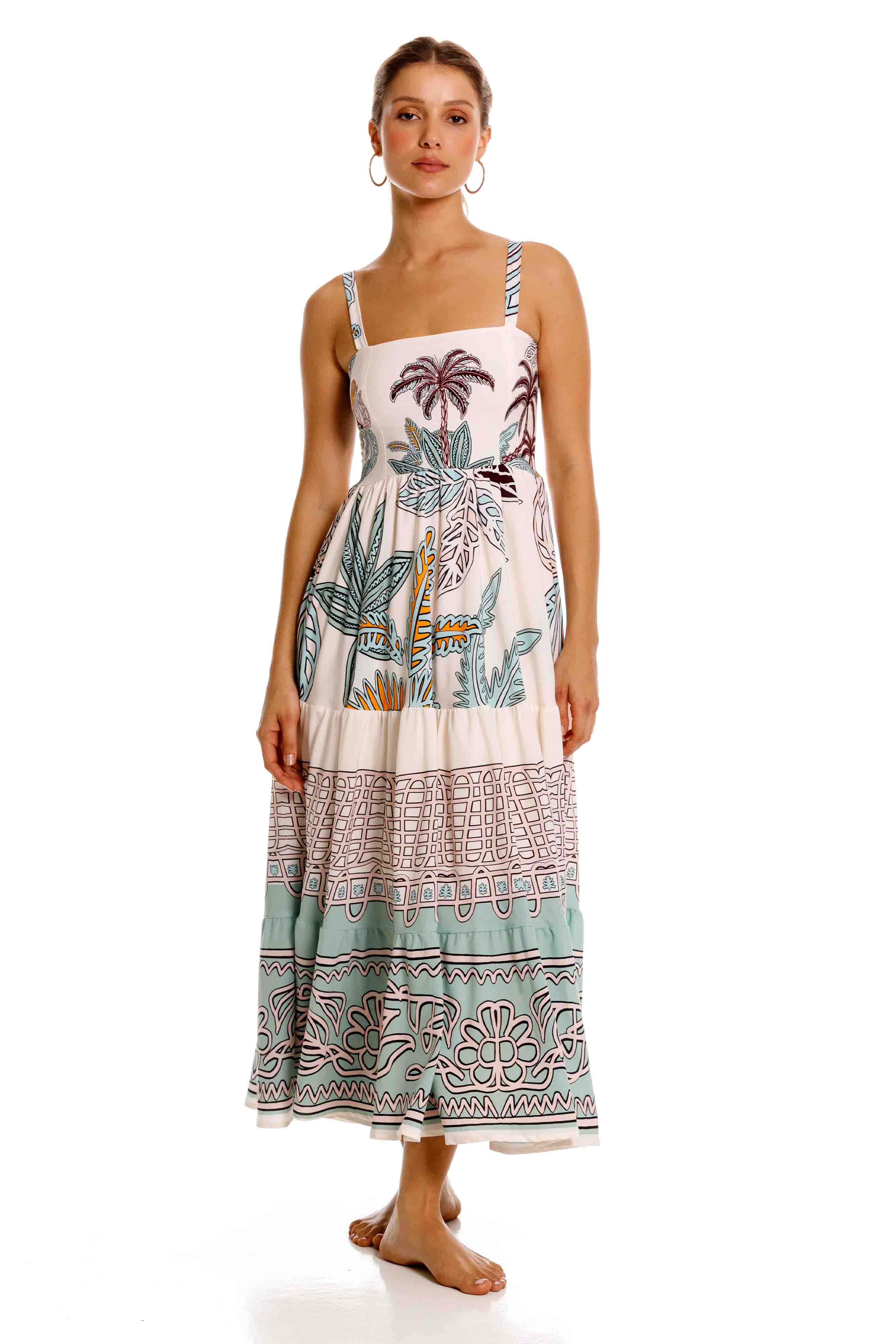 Vestido Largo Jardinero Maxipalms Beige