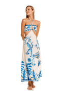 Vestido Largo Strapless-U Rosseta Azul